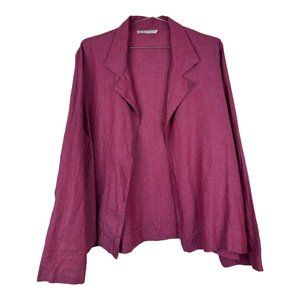 Bryn Walker Wine 100% Linen Open Front Blazer Size XL